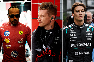Lewis Hamilton, Nico Hülkenberg und George Russell - Fotos: Ferrari, Audi, Mercedes