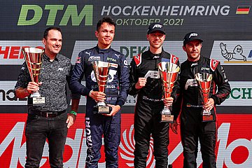 Podium F.Modlinger (ABT Sportsline), A.Albon, K.van der Linde, M.Rockenfeller (l-r) - Foto:DTM