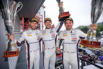 Michael Christensen, Kevin Estre und Richard Lietz - Foto: Porsche